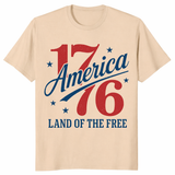 1776 America Land of the Free 4th of July Shirt in Sand