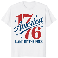 1776 America Land of the Free Patriotic Tee in White