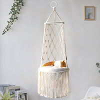 Macrame Hanging Pet Bed Macrame Cat Hammock Wall Hanging Cat Hammock Macrame Cat Bed-Pet Gifts Hammock Macrame Cat Swing - YourCatBackpack.Co
