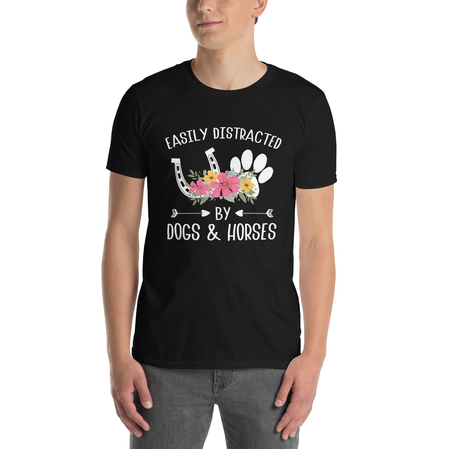 Easily Distracted By Dogs And Horses Funny T-Shirt - Cuccico Design