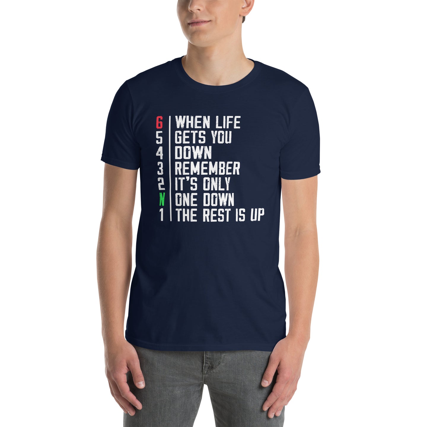 Funny Motorcycle T-Shirt | One Down The Rest Is Up Tee - Cuccico Design