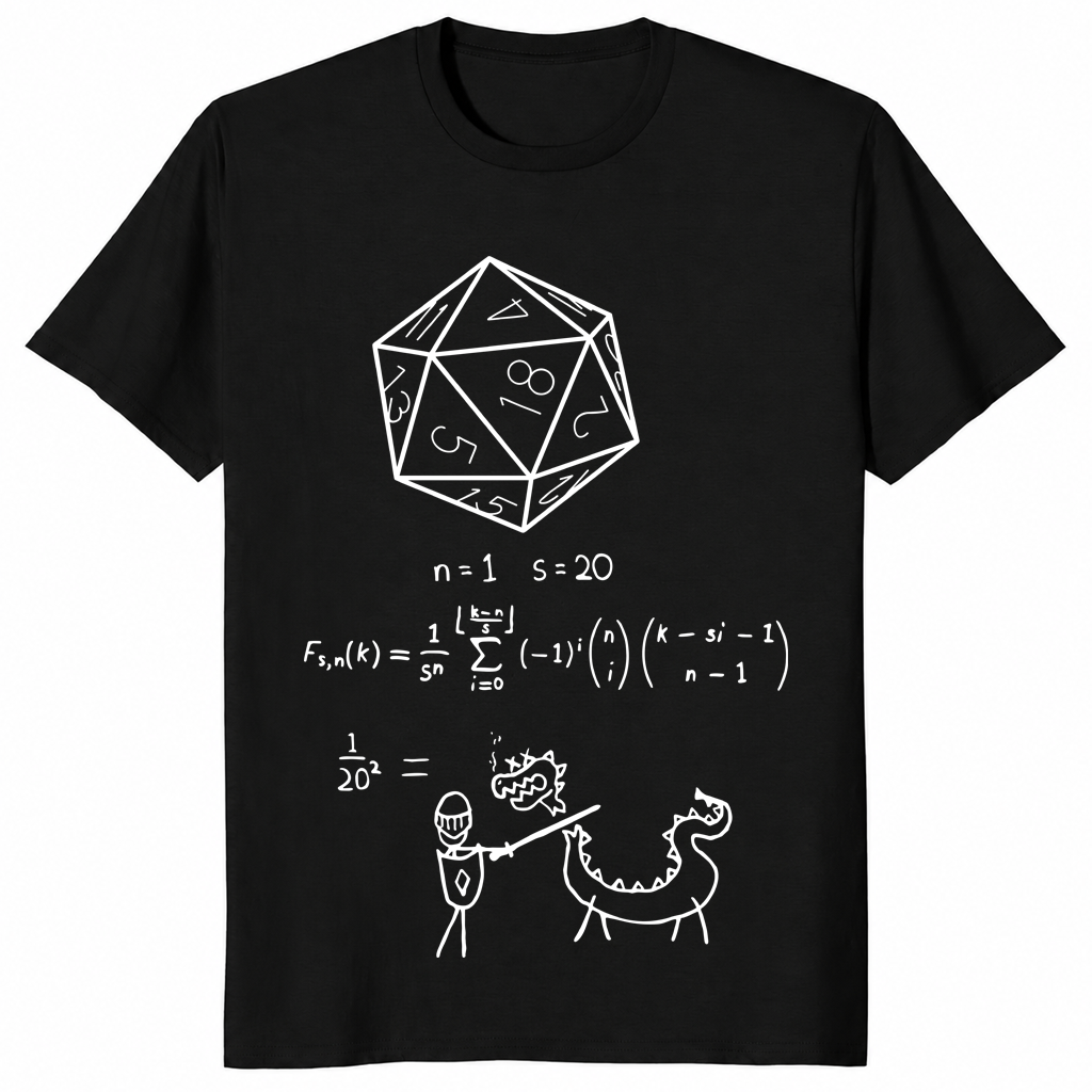 20 Sided Dice shirt in black