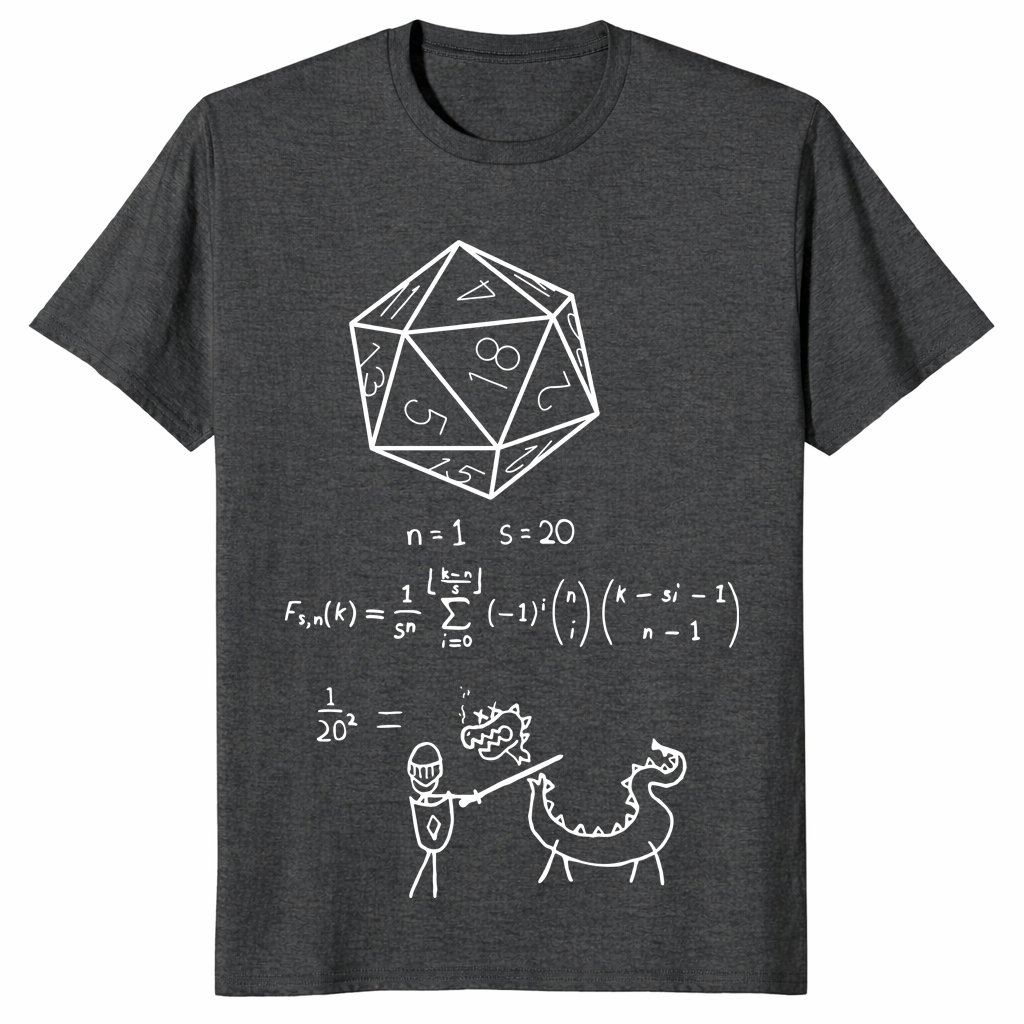20 Sided Dice shirt in dark heather grey