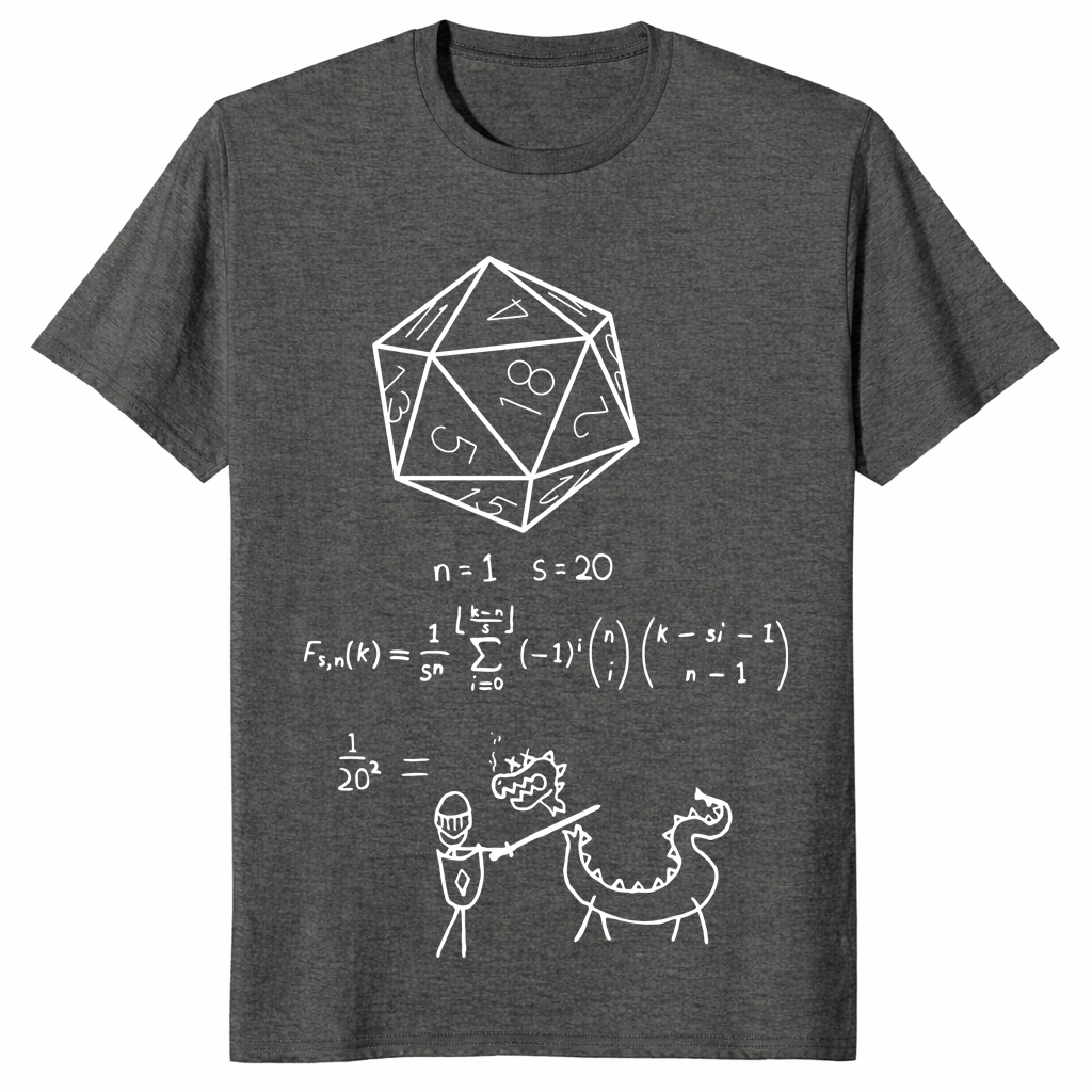20 Sided Dice shirt in dark heather
