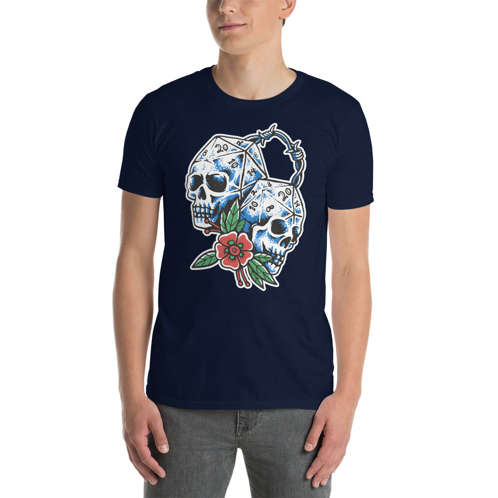 Floral Skull D20 T-Shirt | Gaming & RPG Dice Shirt - Cuccico Design