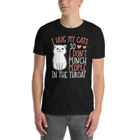 Funny Cat Shirt: I Hug My Cat So I Don't Punch People Tee - Cuccico Design