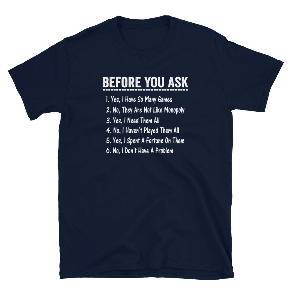 Funny Board Game T-Shirt | 'So Many Games' Gift for Gamers - Cuccico Design