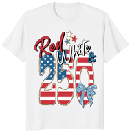 250th anniversary shirt with red white and blue America 250 graphic