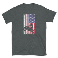 American Flag Dirt Bike T-Shirt - Patriotic 4th of July Motocross - Cuccico Design