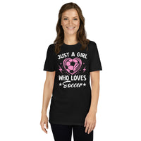 Cute Just a Girl Who Loves Soccer T-Shirt for Girls - Cuccico Design