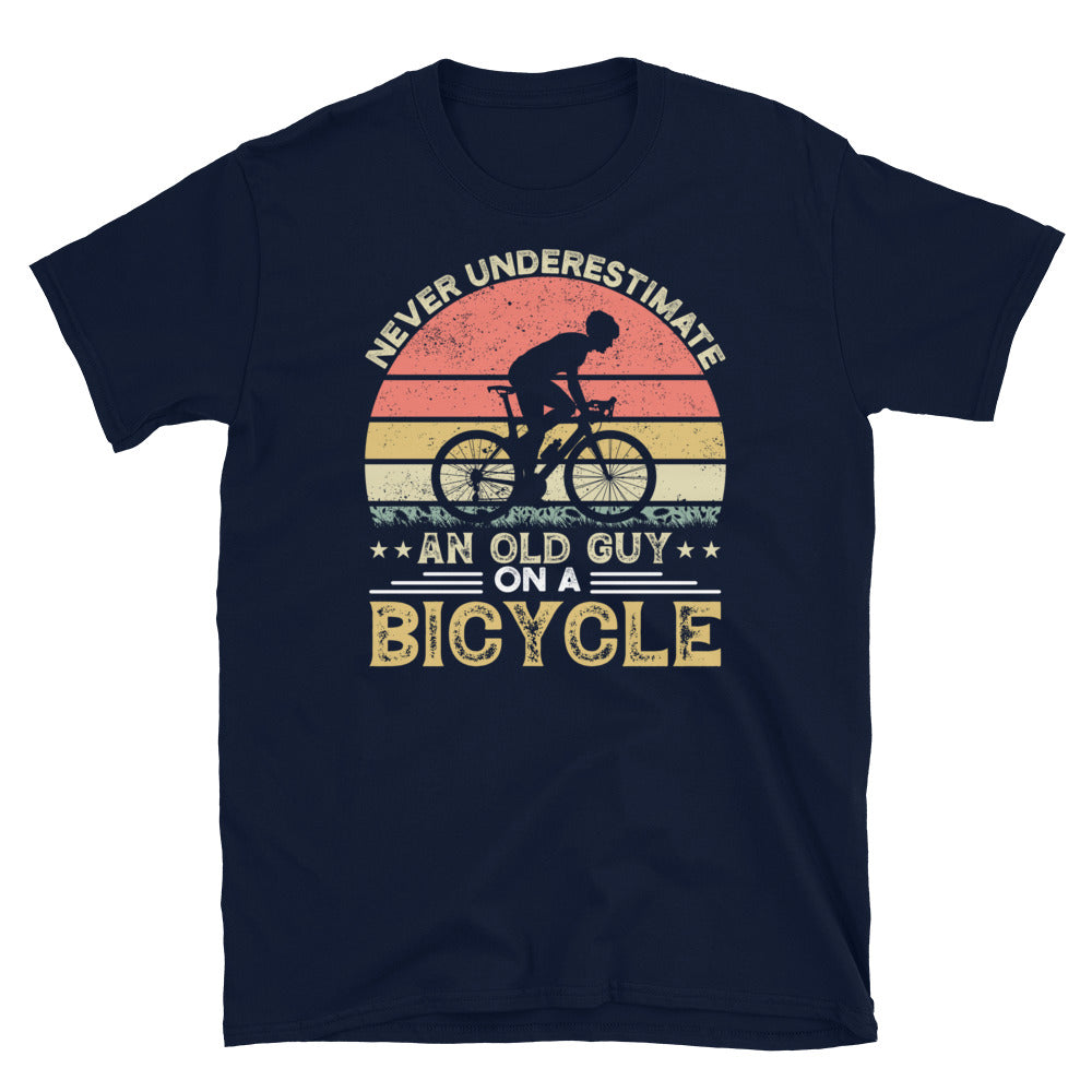 Funny Cycling T-Shirt: Old Guy On A Bicycle Design - Cuccico Design