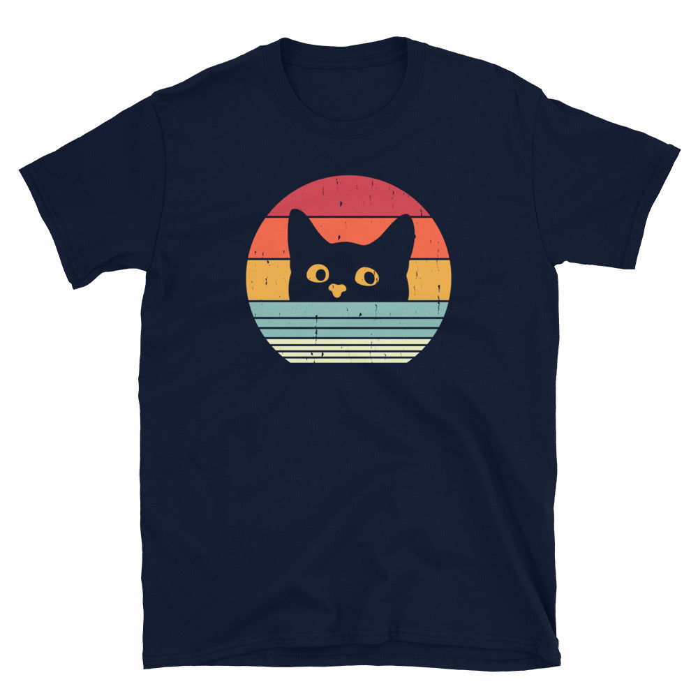 Retro Black Cat T-Shirt | Vintage Style Cat Lover Gift - Cuccico Design