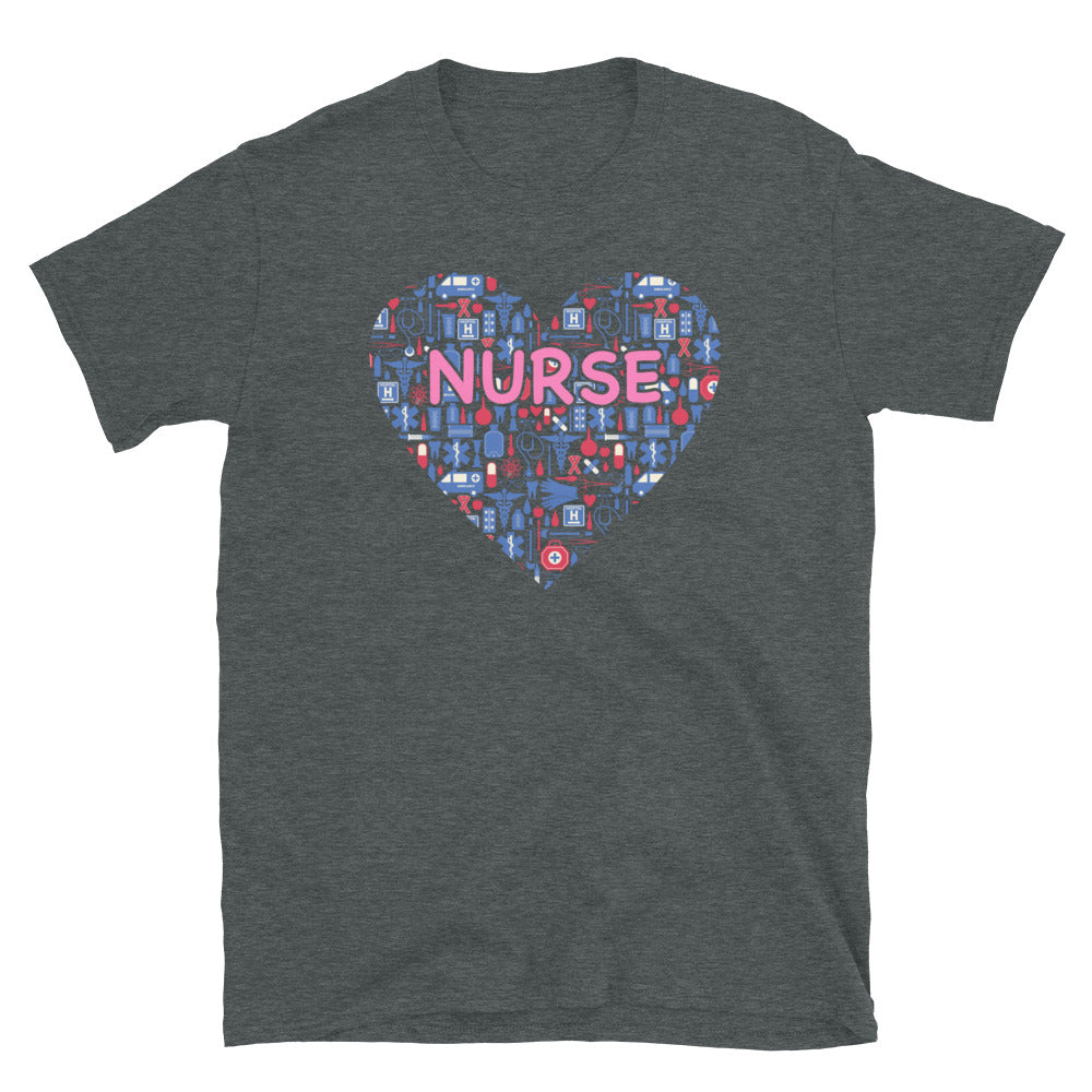 Nurse T-Shirt with Heart Design | Funny Gift for Nurses & Students - Cuccico Design