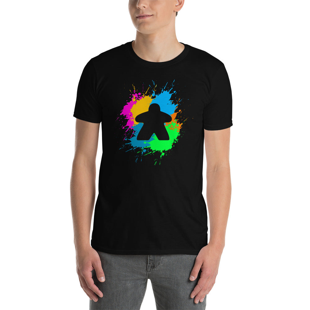 Board Game Meeple T-Shirt | Colourful Paint Splash Design - Cuccico Design