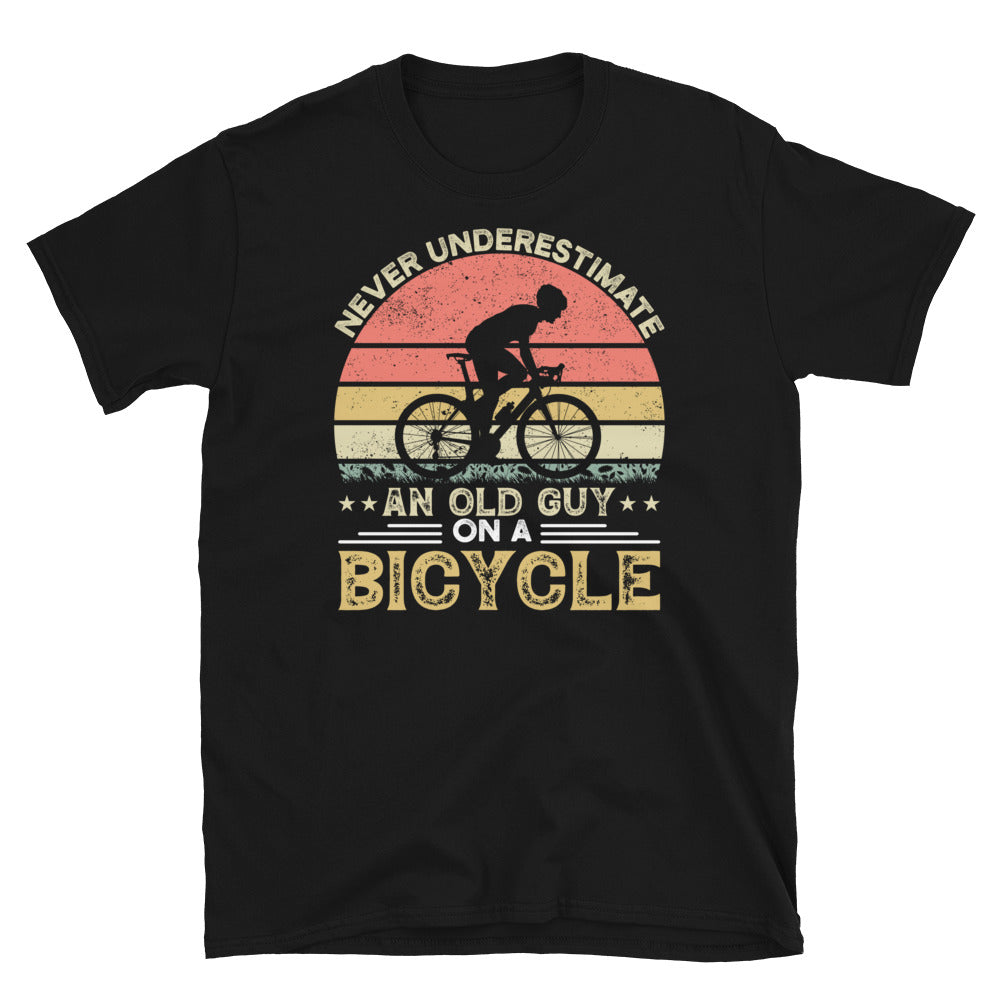 Funny Cycling T-Shirt: Old Guy On A Bicycle Design - Cuccico Design