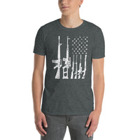 Distressed American Flag Gun T-Shirt | Pro Gun 2nd Amendment Tee - Cuccico Design
