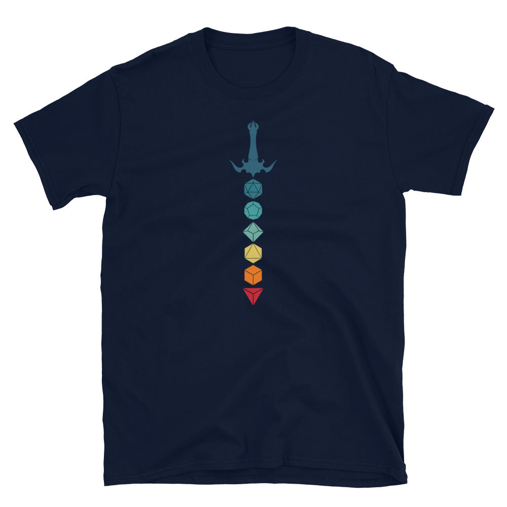 D20 T-Shirt - Retro Gaming Dice & Sword Design - Cuccico Design