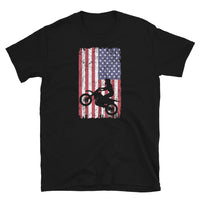 American Flag Dirt Bike T-Shirt - Patriotic 4th of July Motocross - Cuccico Design
