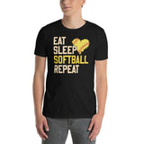 Softball T-Shirt: Eat Sleep Softball Repeat Gift & Apparel - Cuccico Design