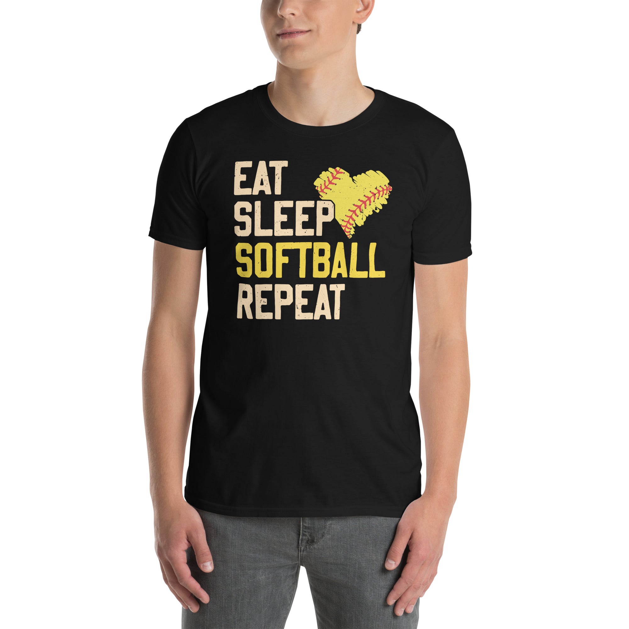 Softball T-Shirt: Eat Sleep Softball Repeat Gift & Apparel - Cuccico Design