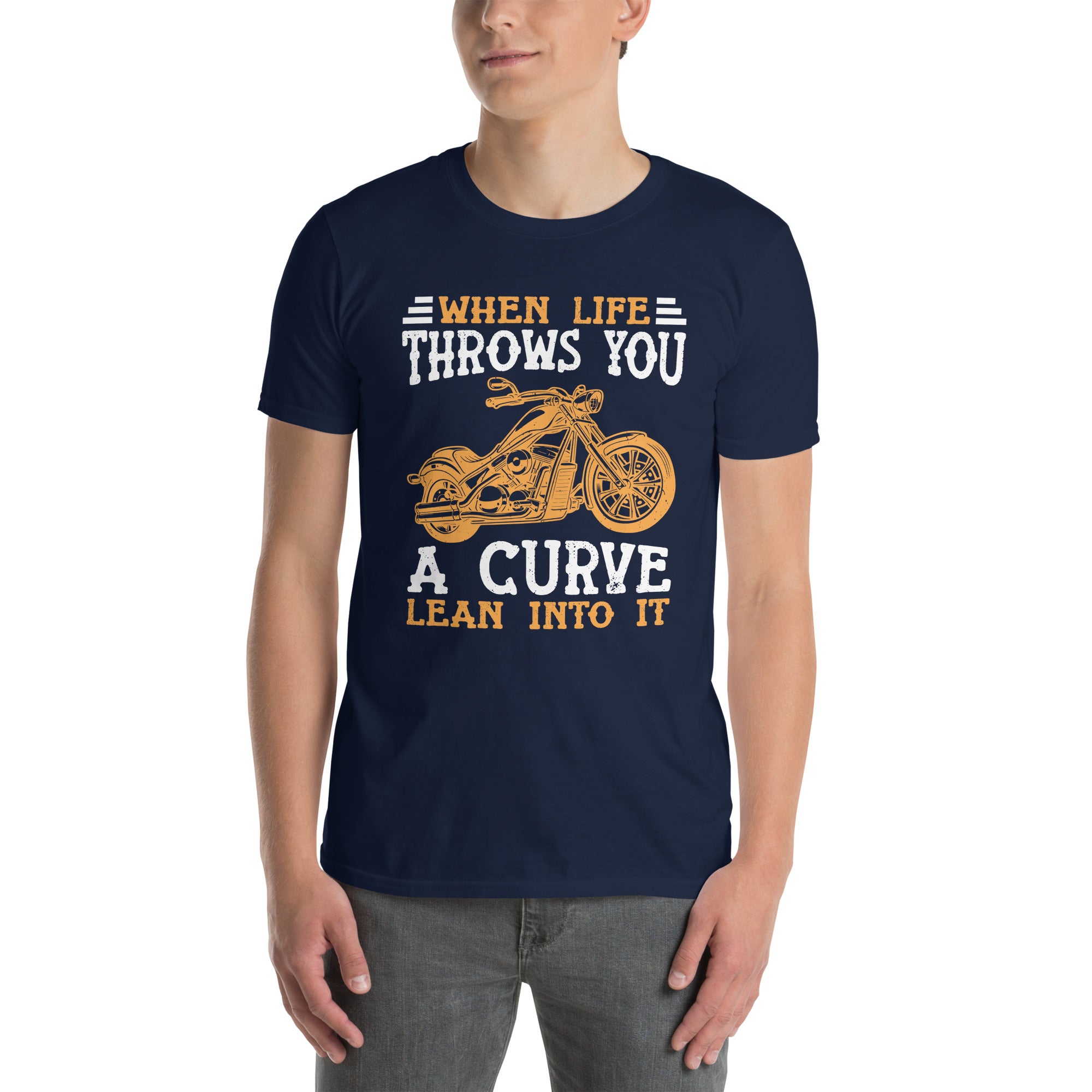 Funny Motorcycle T-Shirt - When Life Throws You A Curve Lean Into It - Cuccico Design