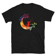 Cat Moon Flower Art Unisex T-Shirt | Nature Design - Cuccico Design