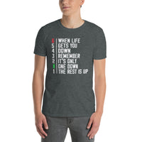 Funny Motorcycle T-Shirt | One Down The Rest Is Up Tee - Cuccico Design