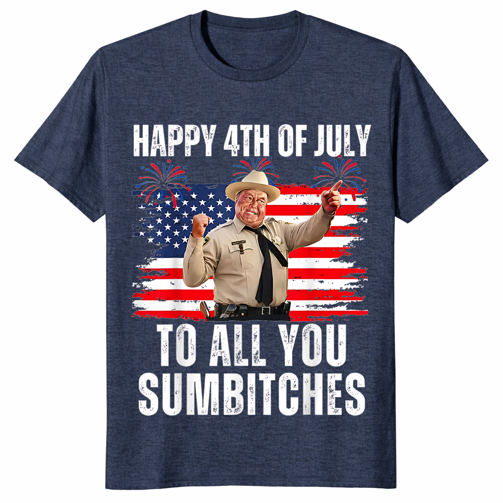 4th of July BBQ shirt heather navy