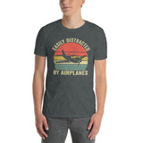 Easily Distracted By Airplanes Funny T-Shirt - Cuccico Design