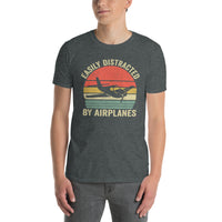 Easily Distracted By Airplanes Funny T-Shirt - Cuccico Design