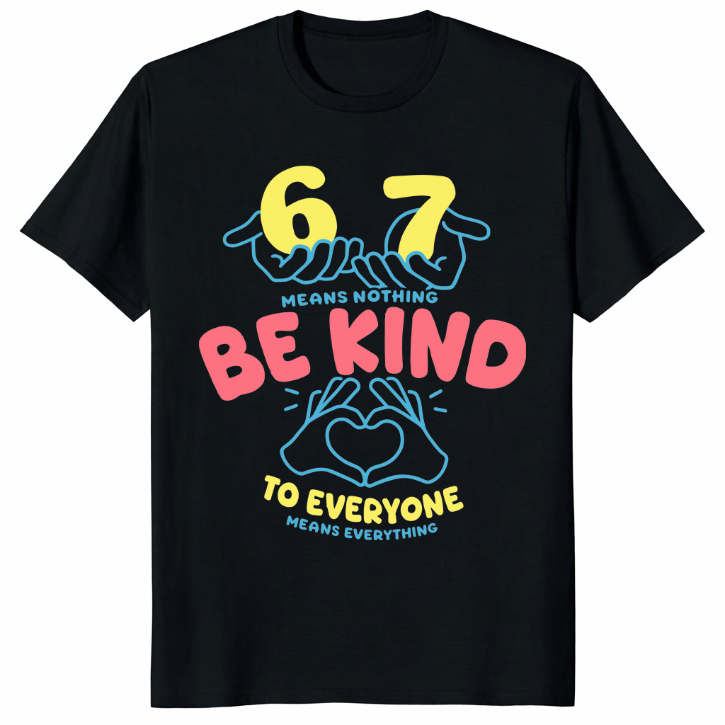 67 means nothing shirt in black be kind to everyone kindness tee