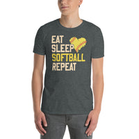 Softball T-Shirt: Eat Sleep Softball Repeat Gift & Apparel - Cuccico Design