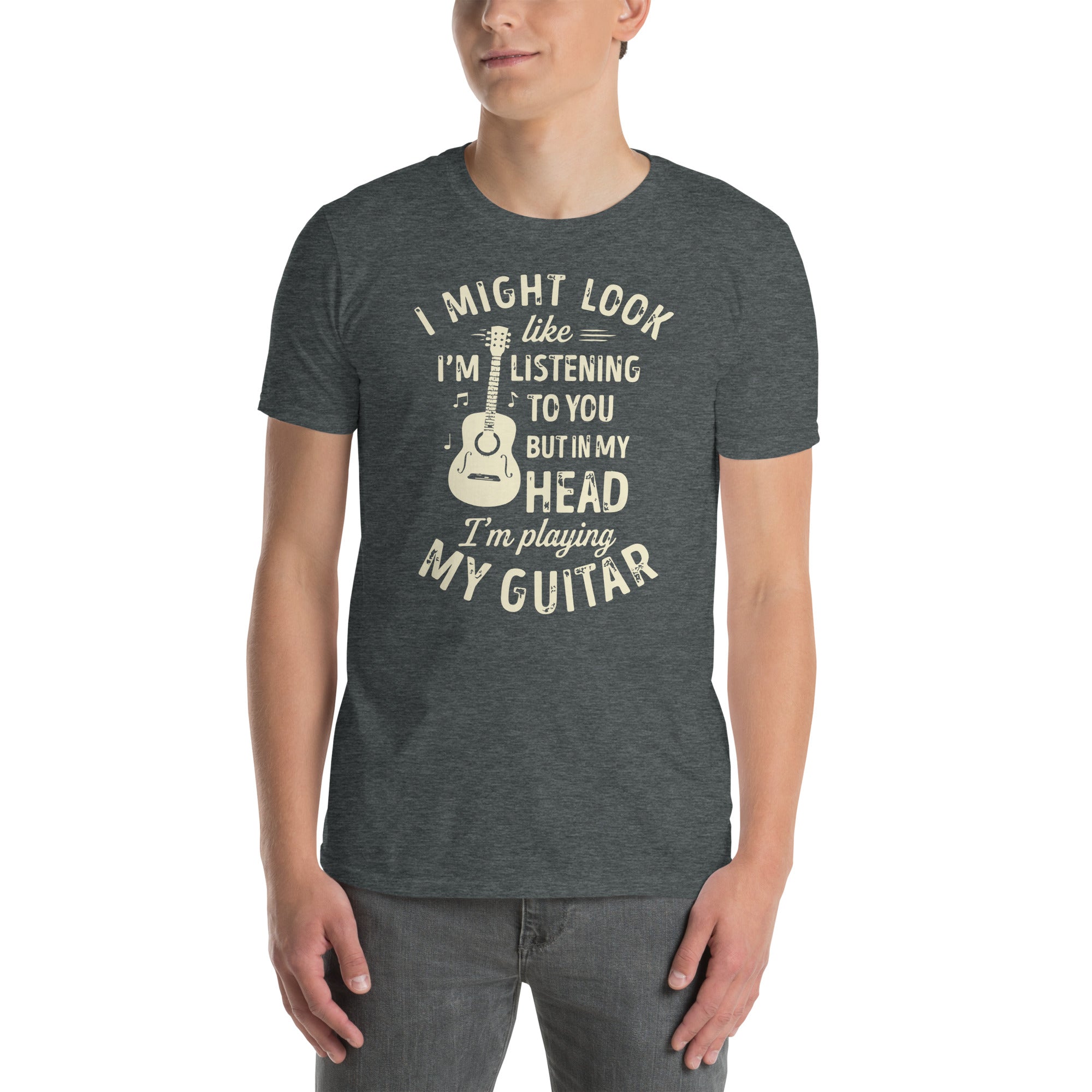 Funny Guitar T-Shirt - 'I Might Look Like I'm Listening' - Cuccico Design