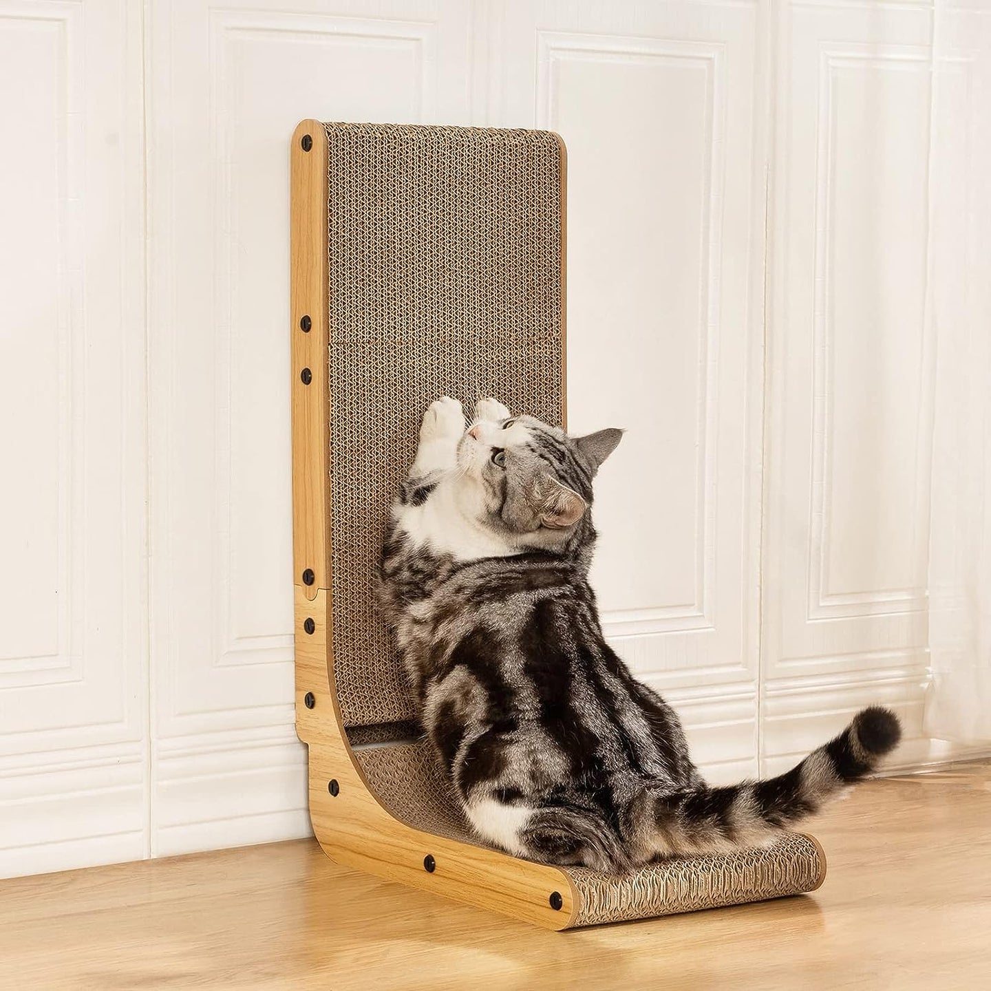 L-Shaped Cat Scratcher - Eco-Friendly and Safe Furniture Protection