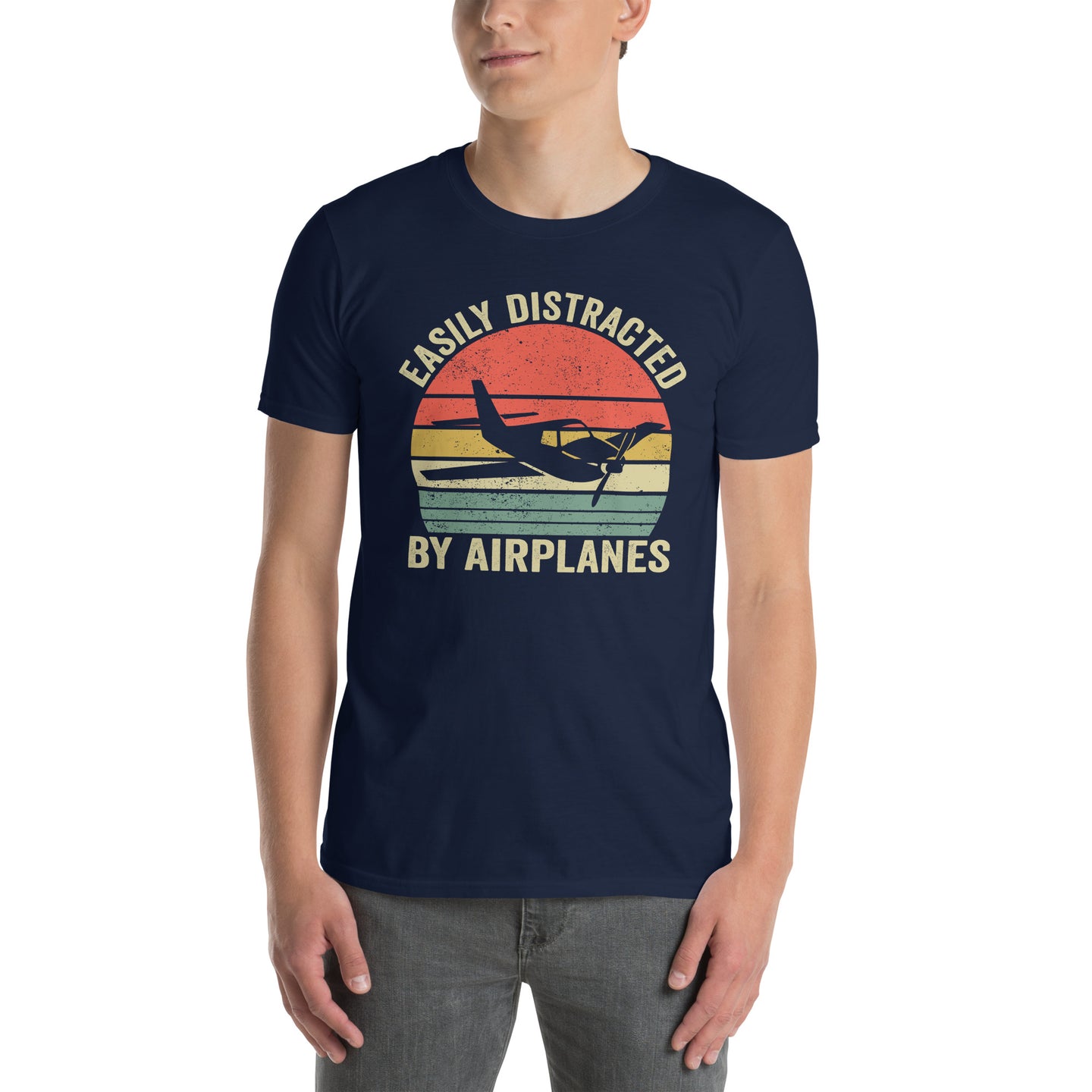Easily Distracted By Airplanes Funny T-Shirt - Cuccico Design