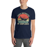 Easily Distracted By Airplanes Funny T-Shirt - Cuccico Design