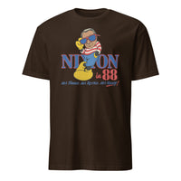 80s Political Humor Nixon Graphic Tee in dark chocolate by Cuccico