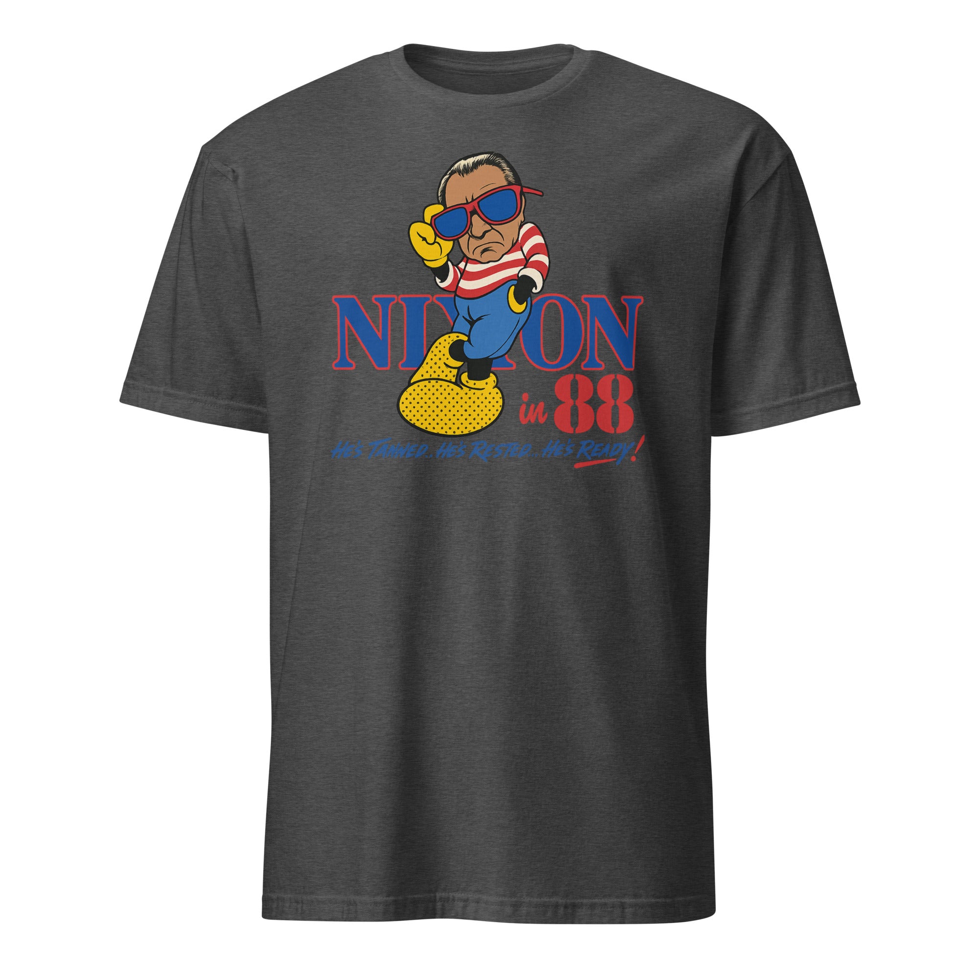 80s Political Humor Nixon Graphic Tee in dark heather grey by Cuccico