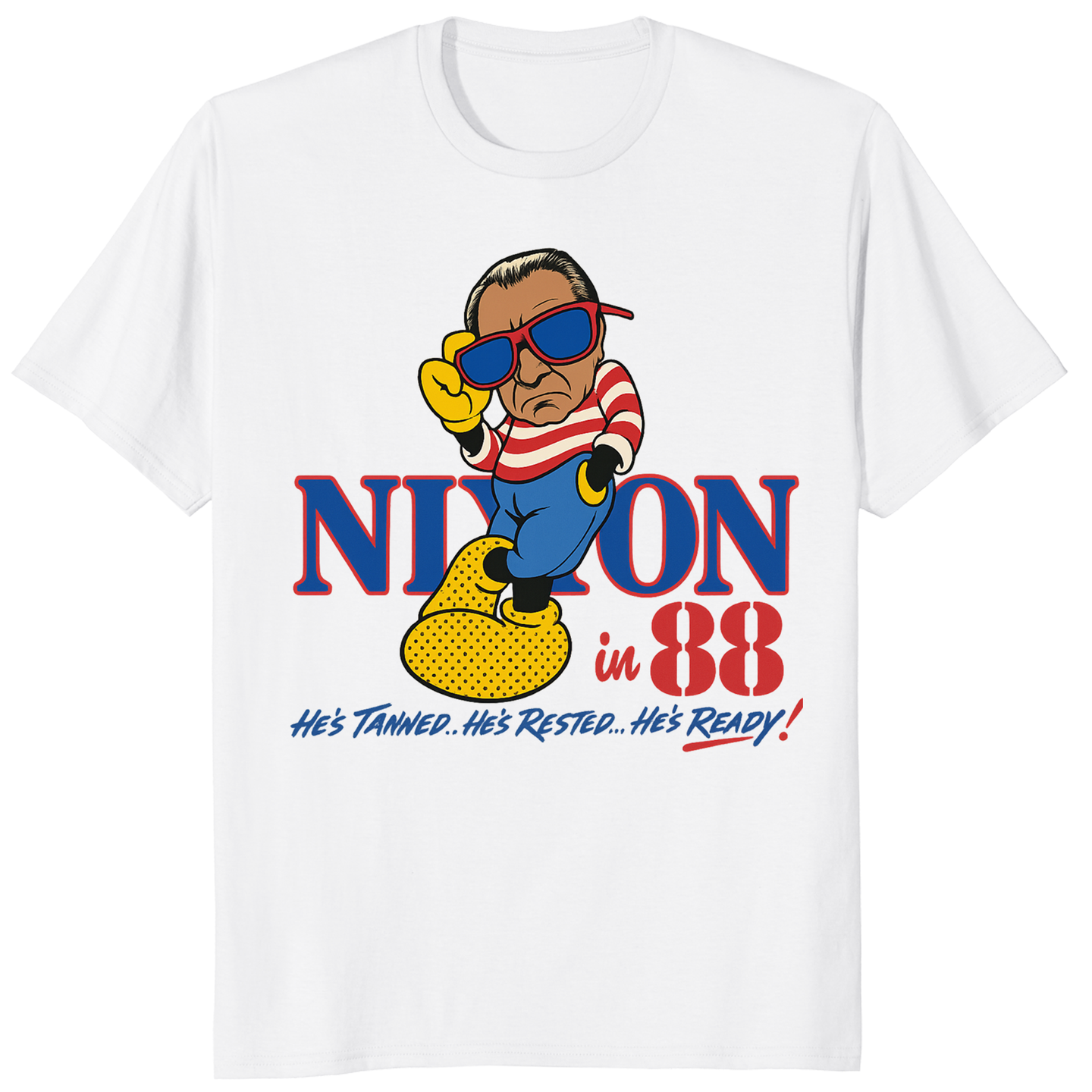 80s Political Humor Nixon Graphic Tee in white by Cuccico