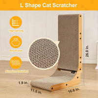 L-Shaped Cat Scratcher - Eco-Friendly and Safe Furniture Protection