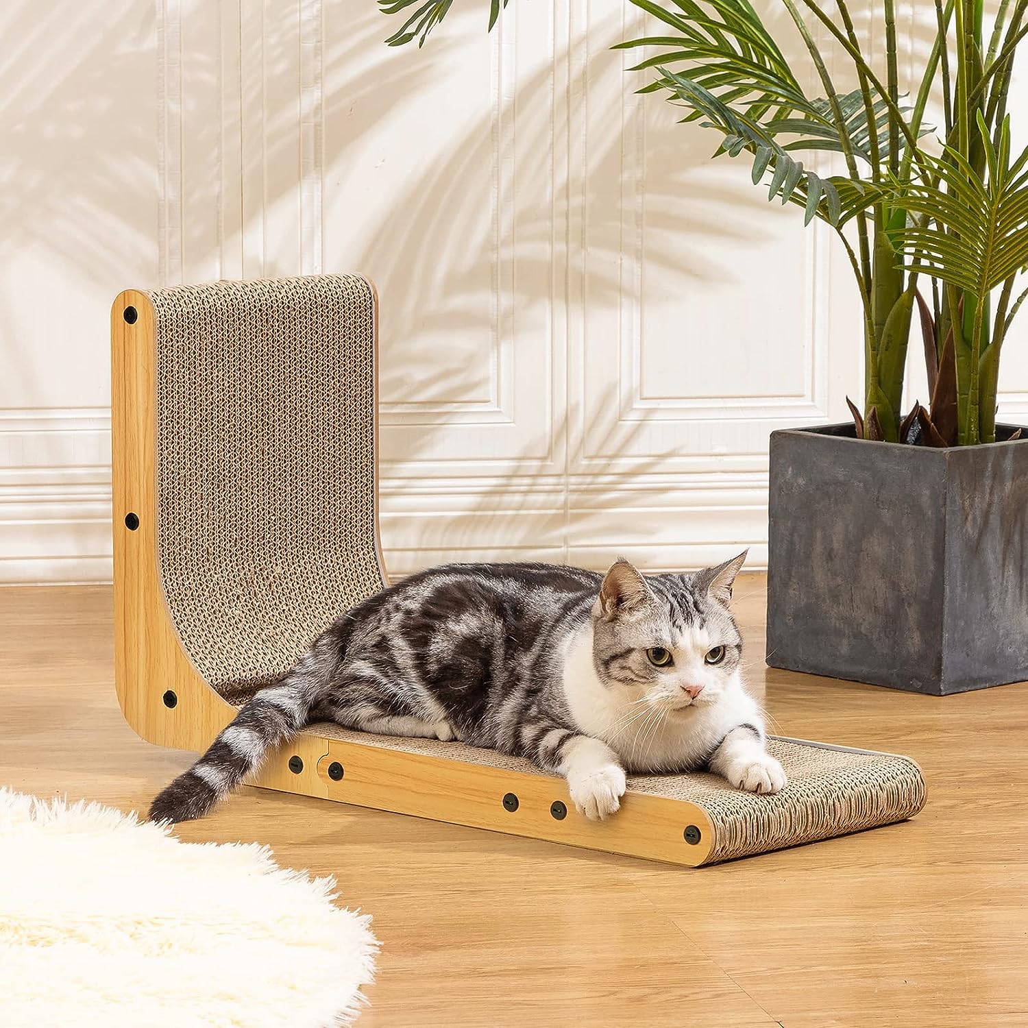 L-Shaped Cat Scratcher - Eco-Friendly and Safe Furniture Protection