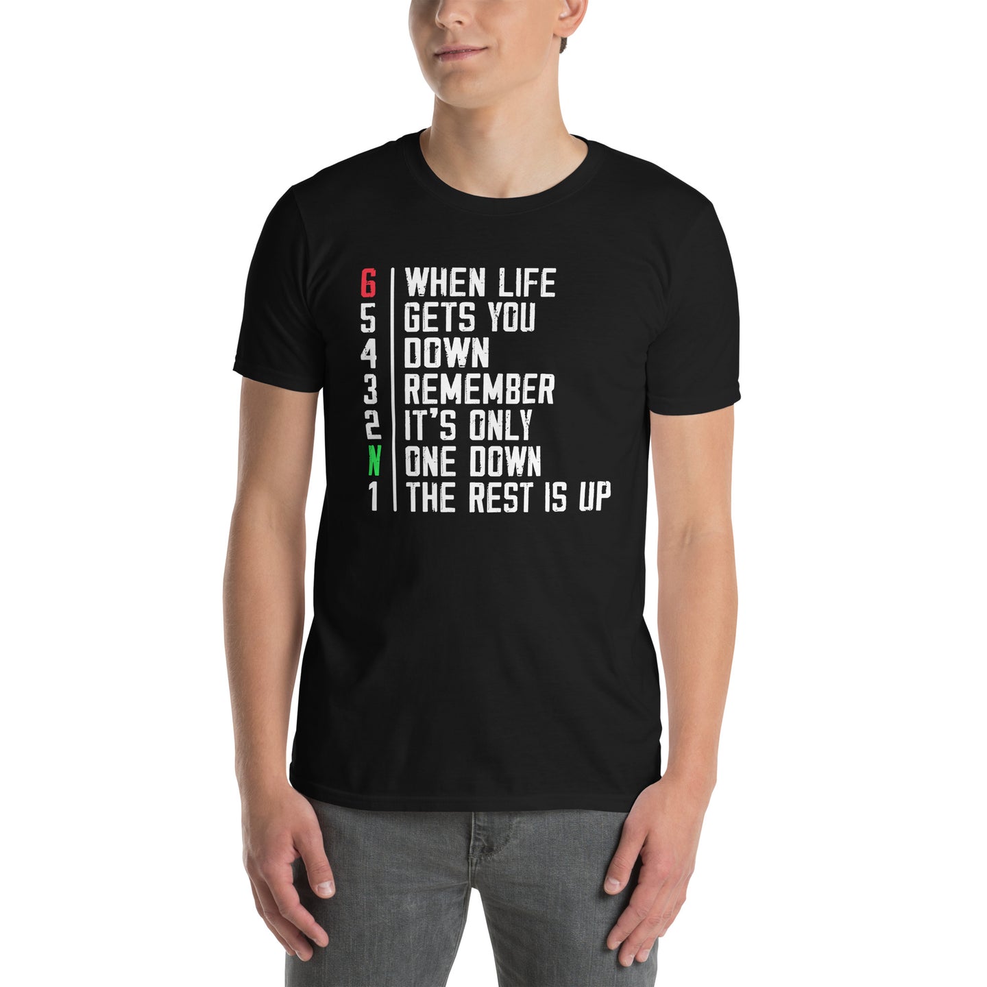 Funny Motorcycle T-Shirt | One Down The Rest Is Up Tee - Cuccico Design