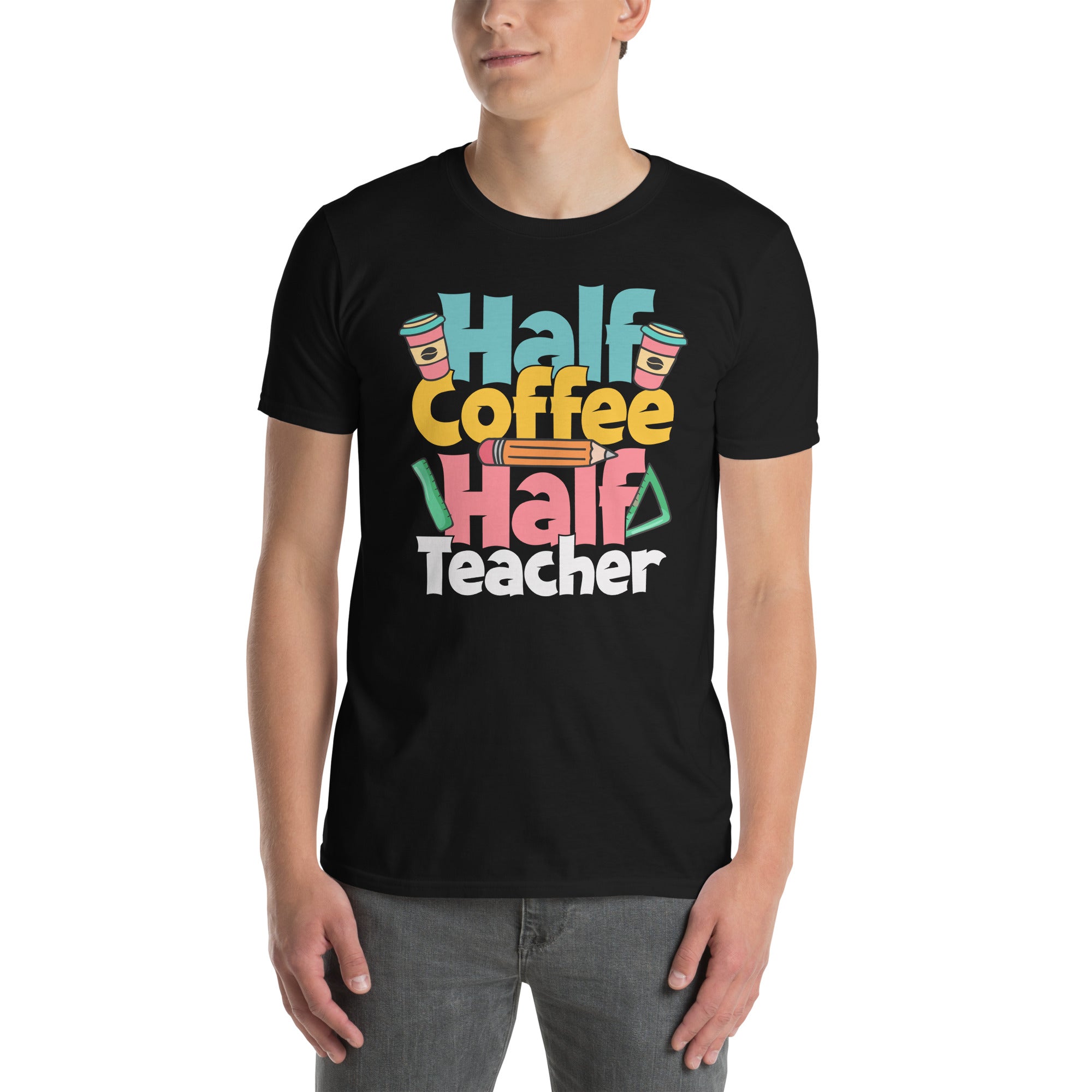 Teacher Shirt Gift: Funny Half Coffee Half Teacher Quote Tee - Cuccico Design