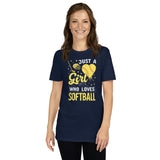Just A Girl Who Loves Softball T-Shirt - Cute Gift - Cuccico Design