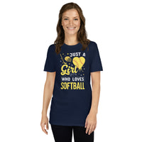 Just A Girl Who Loves Softball T-Shirt - Cute Gift - Cuccico Design