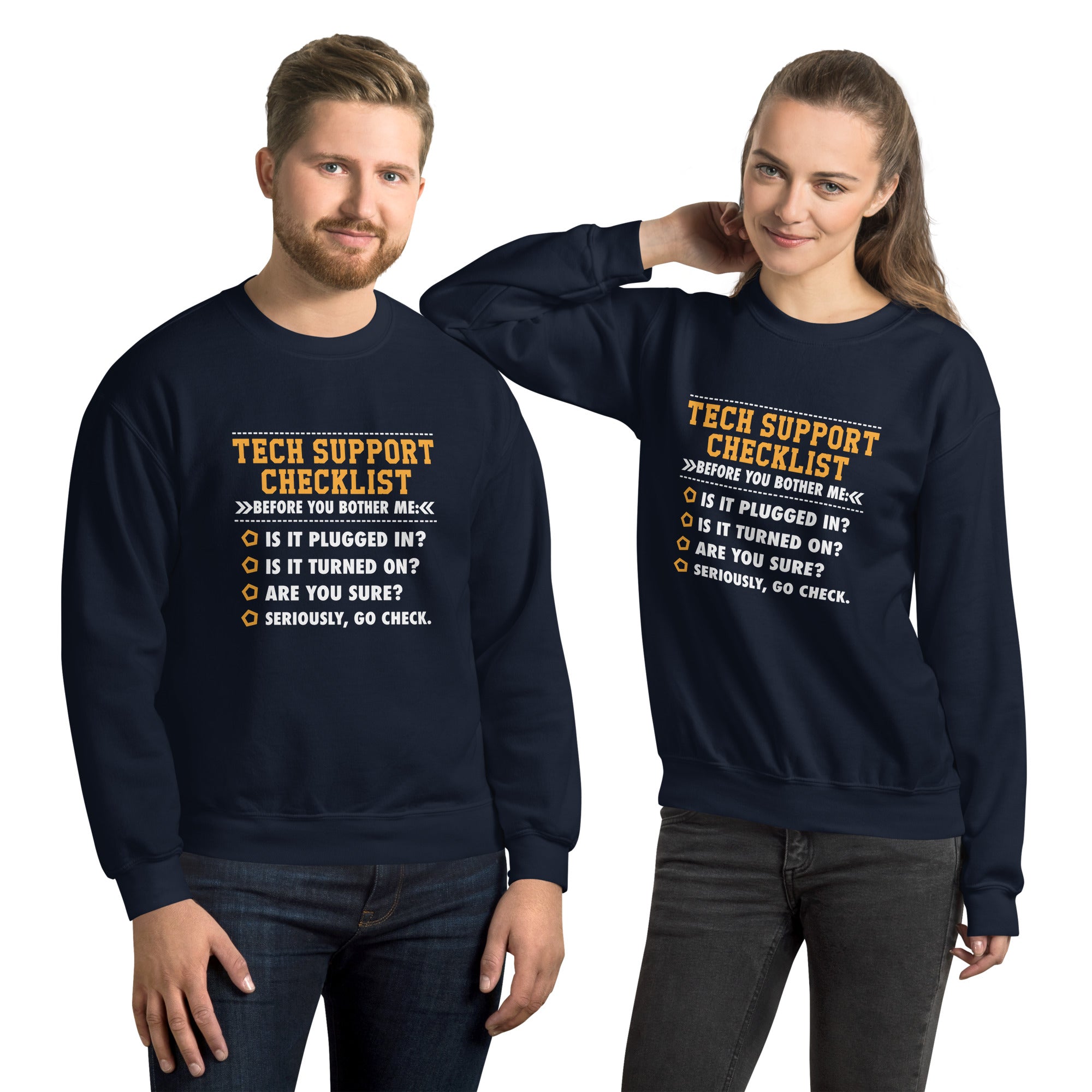 Funny Tech Support Checklist Sweatshirt | IT Support Gift - Cuccico Design