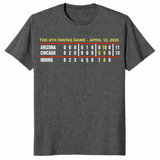 April 18 2025 Arizona Chicago shirt with 8th inning scoreboard design on dark heather
