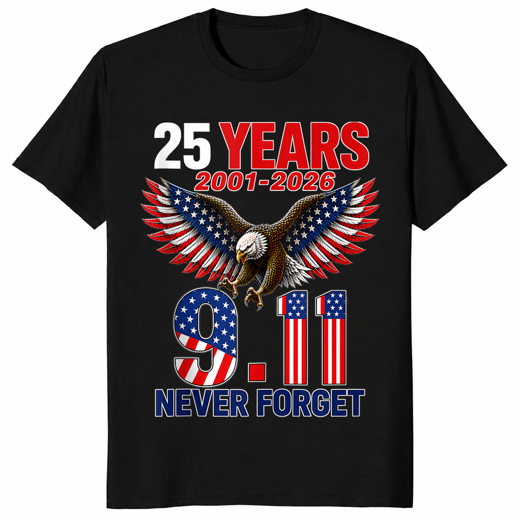 9/11 25th anniversary shirt in black