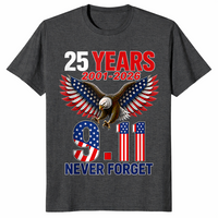 9/11 25th anniversary shirt in dark heather grey