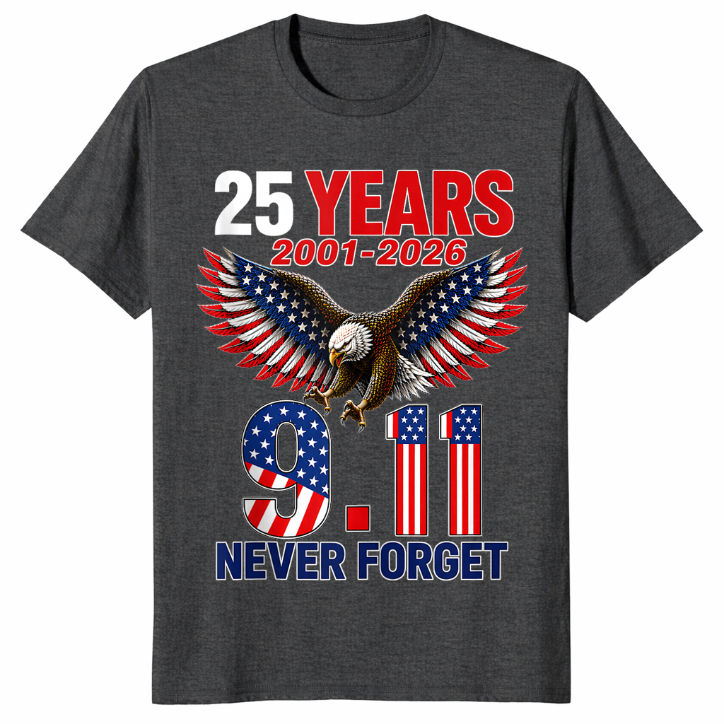 9/11 25th anniversary shirt in dark heather grey